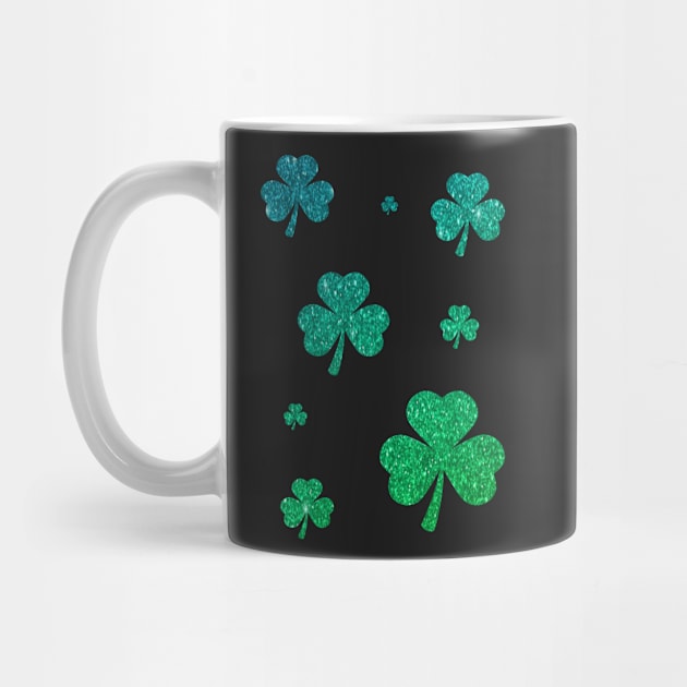 St Patricks Day, Ombre Green 3 Leaf Faux Glitter Clovers by Felicity-K